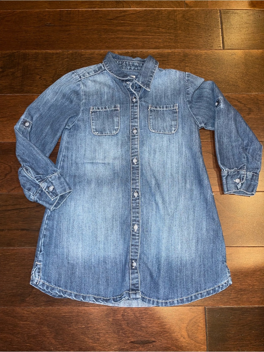 Girls Denim Shirt Dress - Blue
